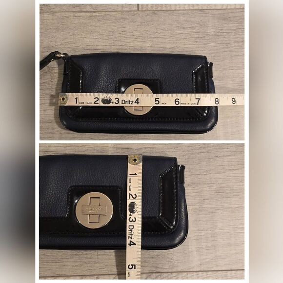 Kate Spade Navy Leather Twist Lock Clutch Wristlet - Picture 8 of 9